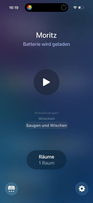 screenshot aus der home.app, der unseren neu hinzugef&uuml;gten matter staubsauger zeigt