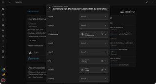 home assistant screenshot, der die neue raumzuordnung f&uuml;r staubsauger zeigt