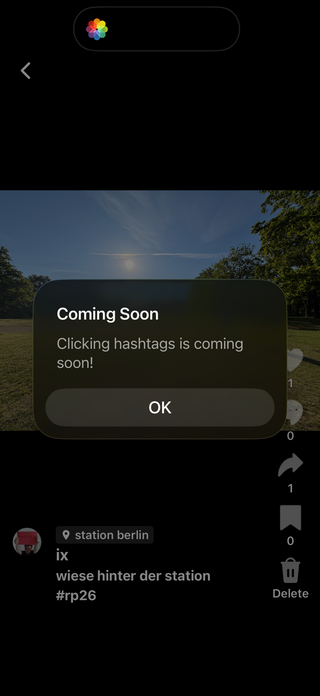 wedium-screenshot: &bdquo;clicking hashtags is coming soon&ldquo;