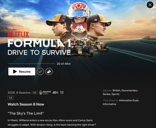 screenshot von netflix.com von &bdquo;drive to survive&ldquo;